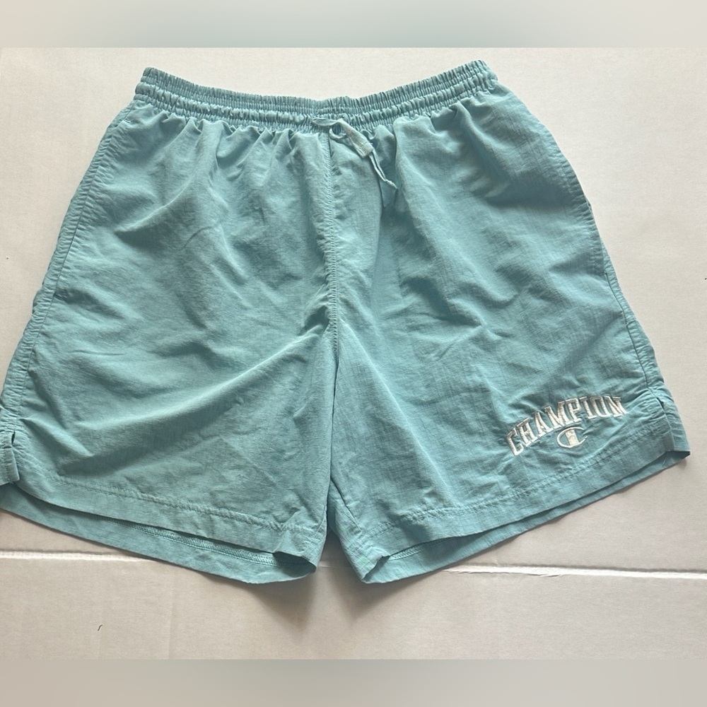 ✨🩵RareVtg 90s Champion Shorts Mens SMALL Teal Blue Athletic Gym NylonLined Retro - Picture 12 of 16